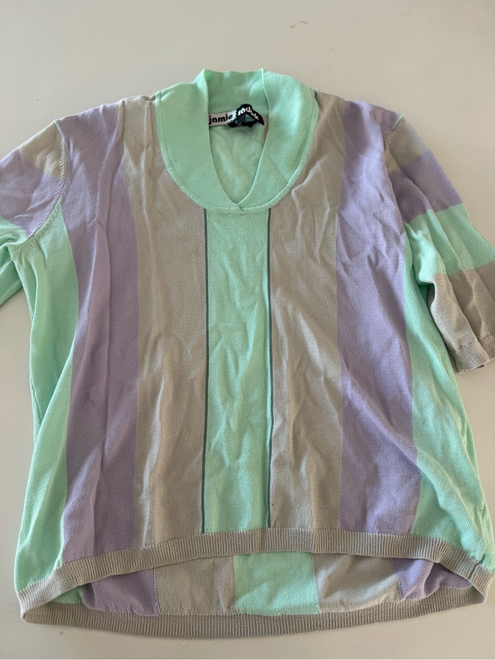 Jamie Sadock Mint, Lavender & Taupe Striped top sz s